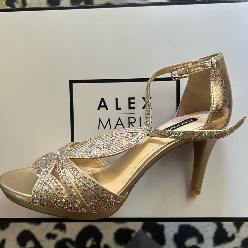 Alex Marie Shimmering Gold Strappy Heels